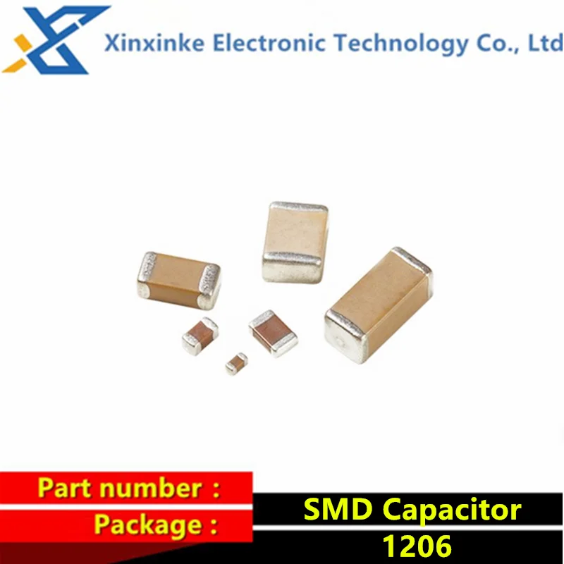 

100pcs 1206 SMD Chip Ceramic Capacitor 0.5pF - 100uF 10pF 100pF 1nF 10nF 15nF 100nF 0.1uF 1uF 2.2uF 4.7uF 10uF 47uF