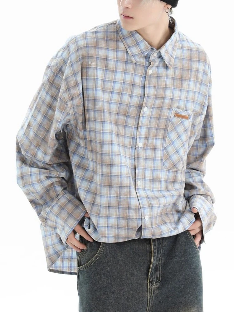 Jmprs Y2K Tie Dyeลายสก๊อตเสื้อผู้หญิงหลวมOversize Streetwearเสื้อแขนยาวVINTAGE Harajuku Hip Hop BfอเมริกันBfเสื้อ