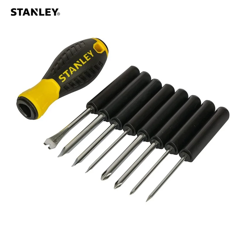 Stanley 9-way home screwdriver set slotted phillips brad awl tack puller repair DIY household magnetic screwdriver kit w/ holder