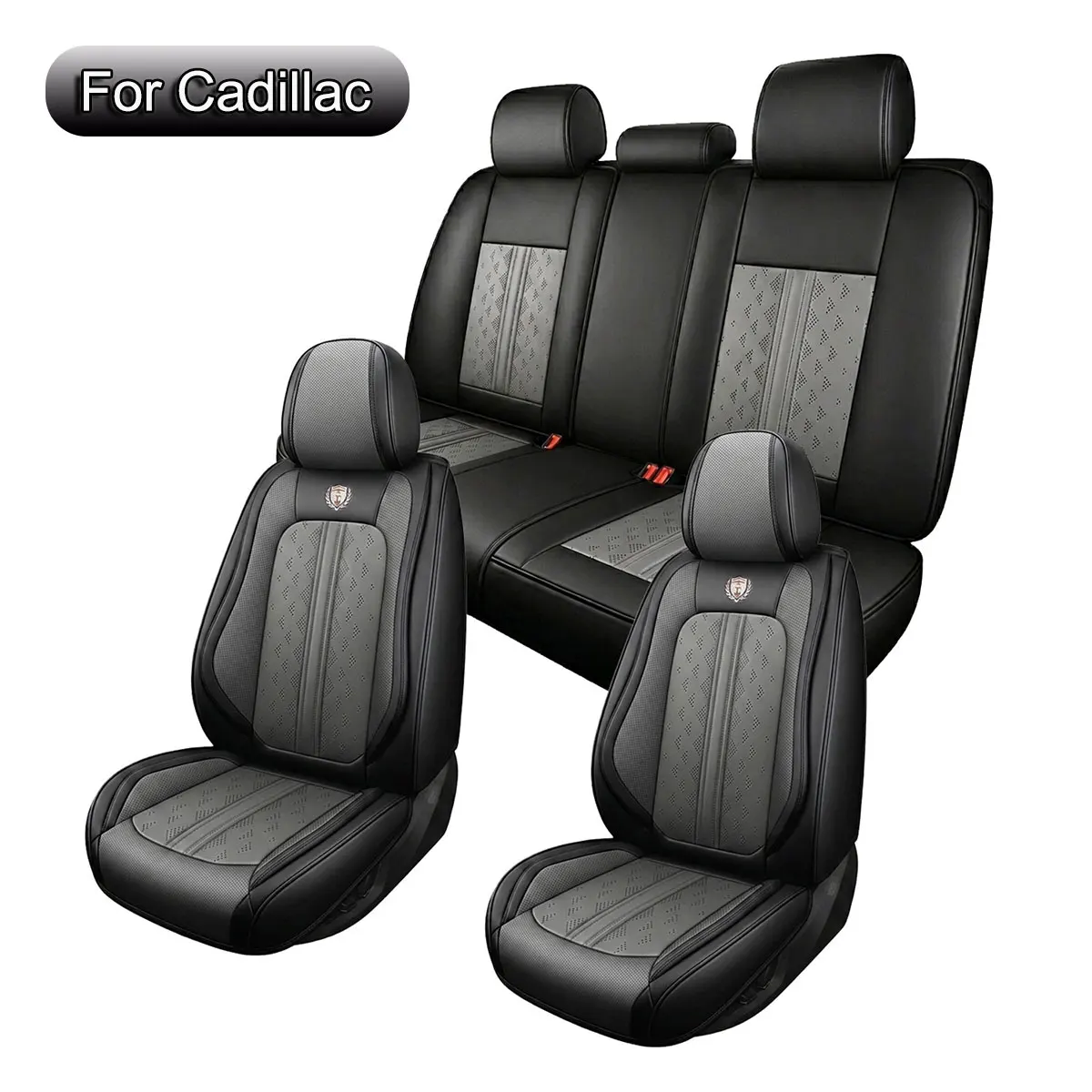 Leather Car Seat Covers, Fit for Cadillac CT5, XT5, LYRIQ, CT4, ATS, XTS, SRX, Front and Back 5 Seats Covers, Car Seat Protectors Full Set, Airbag Compatible