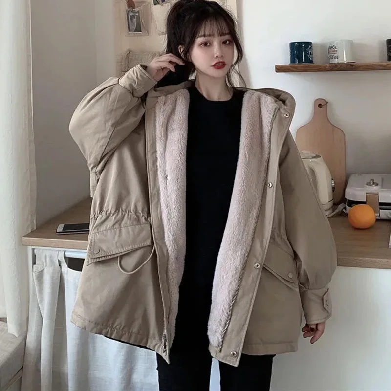 

New Autumn Winter Plus Fleece Thicke Hooded Parker Overcoat Women Warm Cotton Clothing Supersize Female Casual Padded Jacket 6XL