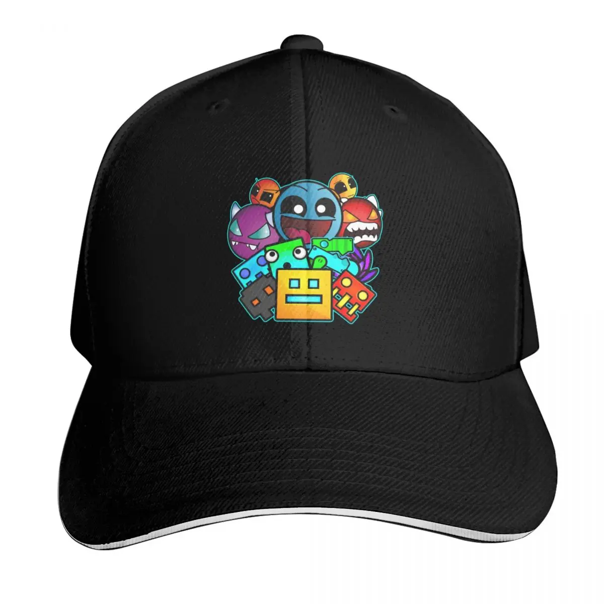 geometry dash old school gaming Baseball Cap Contrast Two Tone Brim Snapback Flat Bill Strapback Dad Hat