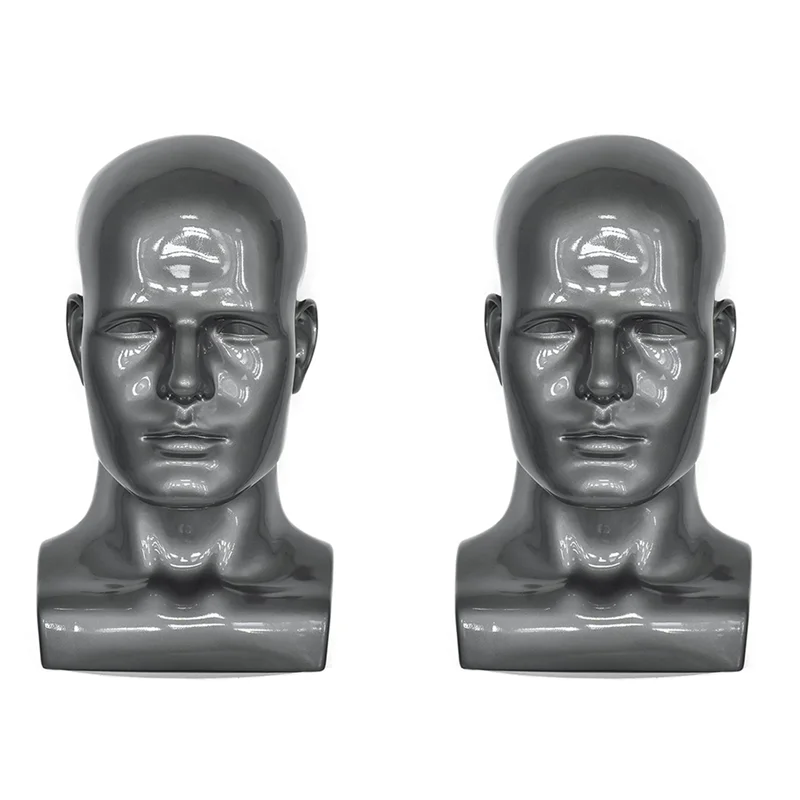 tete-de-mannequin-professionnelle-pour-hommes-fybl-2x-pour-affichage-de-perruques-chapeaux-masque-d'ecouteurs-gris
