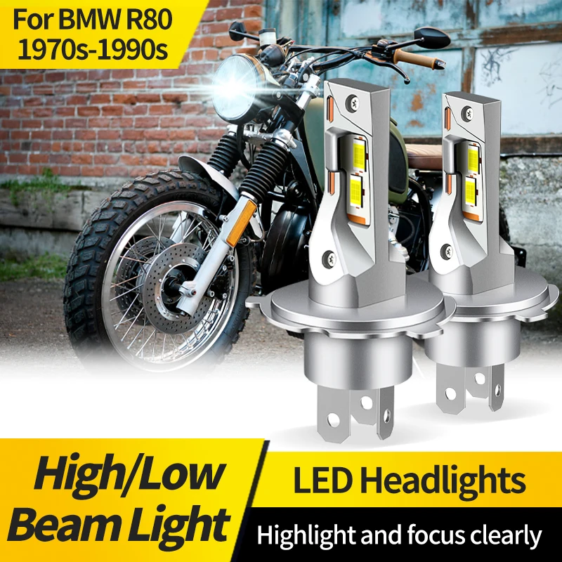 1PC/2PC Faro LED para Motocicleta BMW R80 R100 1970s-1990s, 20000LM H4, Lámpara Delantera para Moto 12V 9003, Luz Alta y Baja, Lámpara Moto H1S