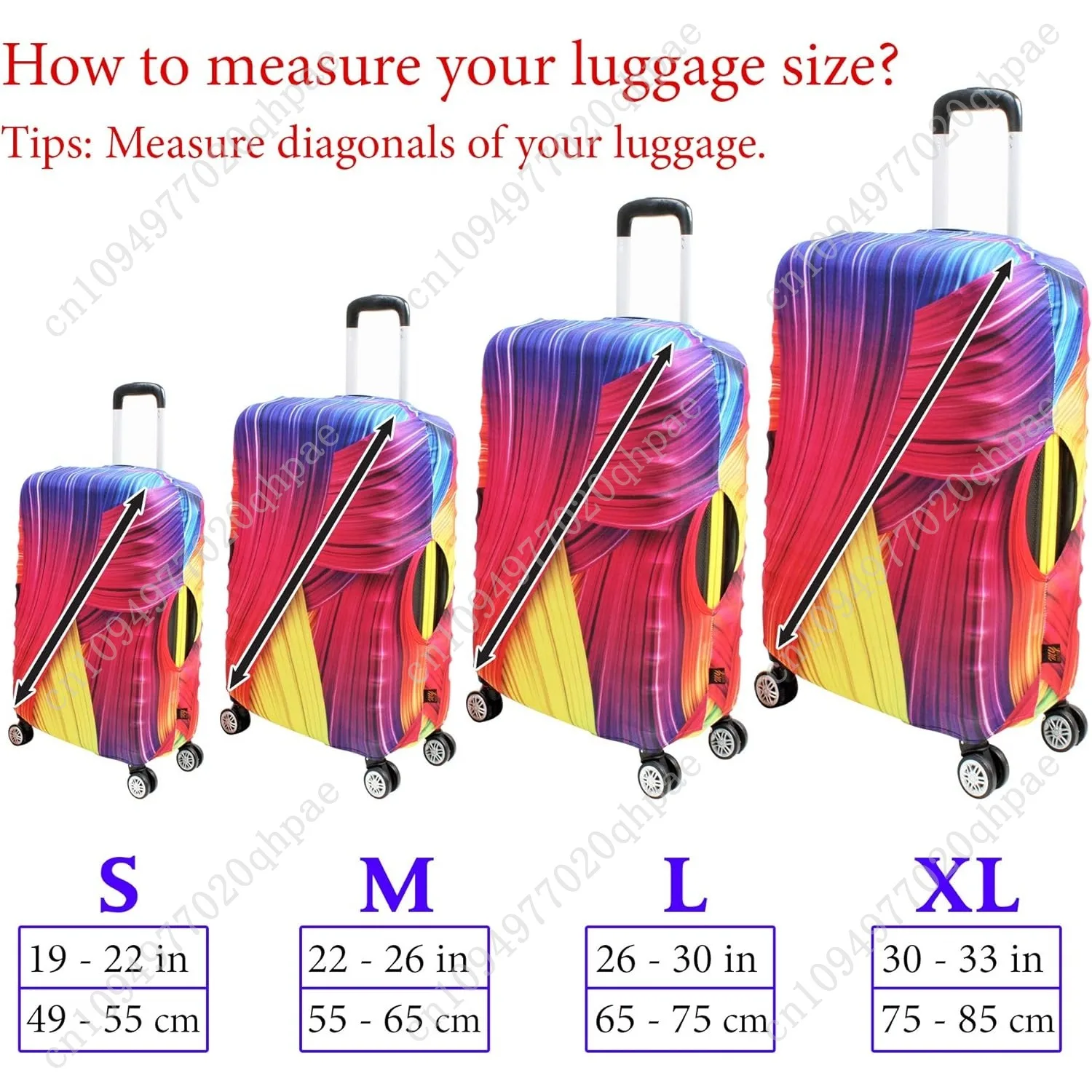 غطاء حقيبة الأمتعة يناسب 19-33 بوصة غطاء حقيبة سفر معتمد من TSA قابل للغسل ومضاد للغبار ومضاد للخدش (M (22-26 بوصة)