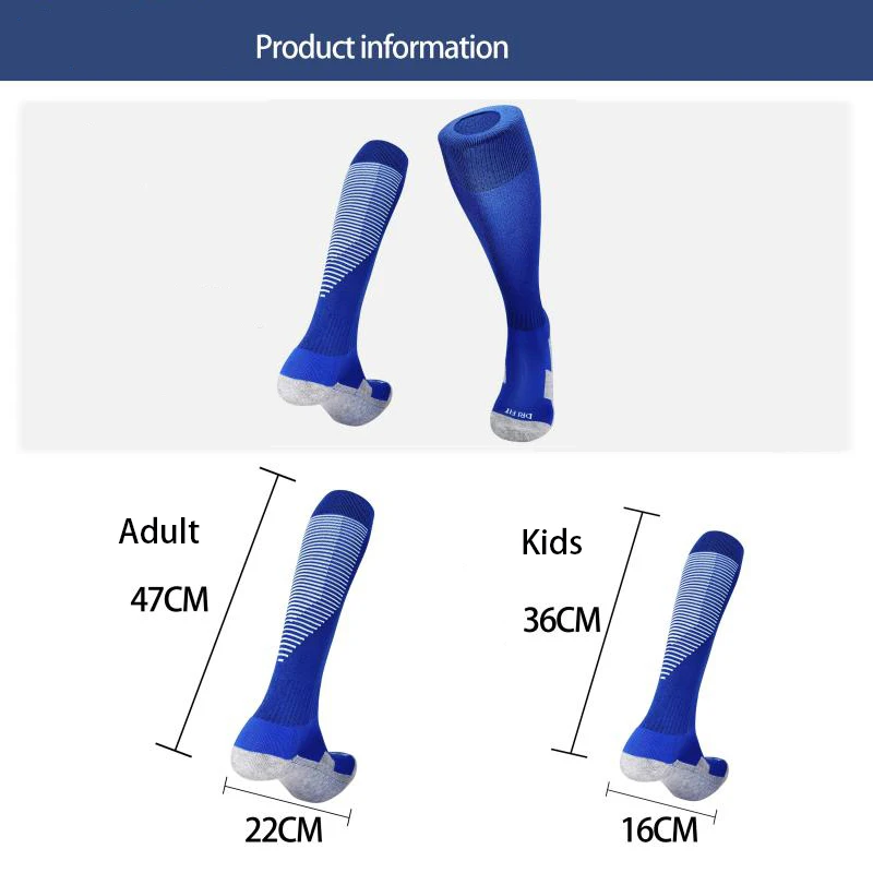 Futsal Socks Kids Youth Adult Thick Cotton Towel Bottom Non-Slip Breathable Long Socks Football Training Game Quick Dry Fit Sock