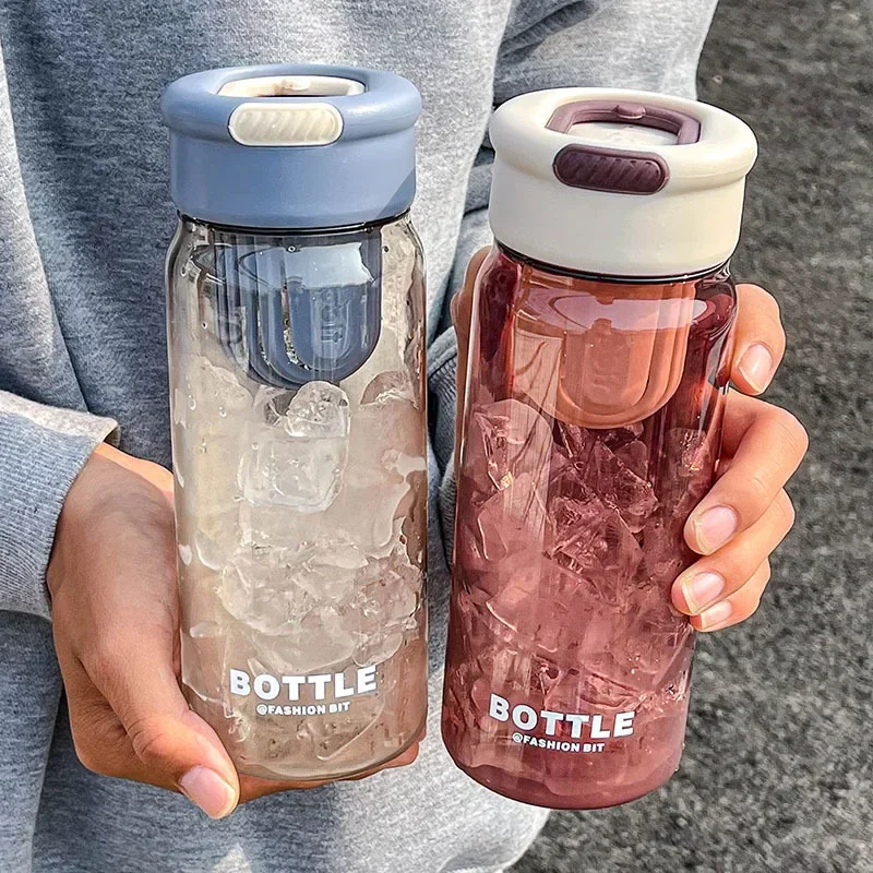 

650ml Portable Scale Filter Plastic Water Bottle Outdoor Separation Handheld Cup with Tea Infuser Summer Tumbler Student Gifts