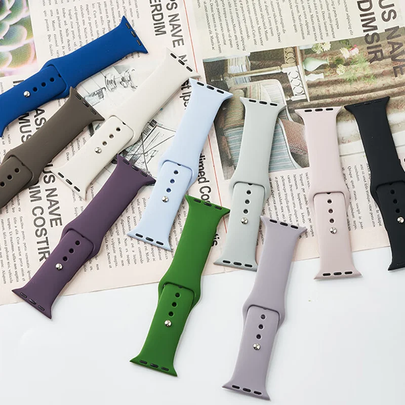 

Силиконовый ремешок для Apple Watch 42 мм, 46 мм, 45 мм, 41 мм, 40 мм, резиновый ремешок для часов, браслет correa для iWatch series 10 9 8 7 6se 5 3