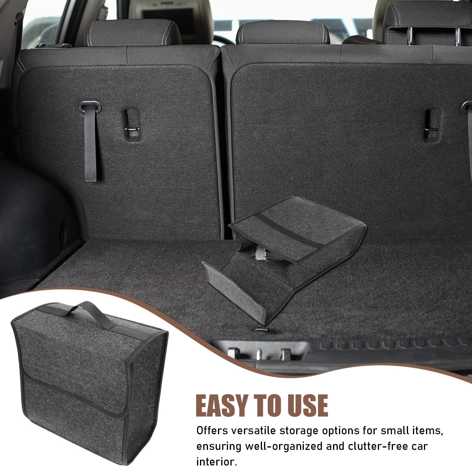 

Foldable Car Trunk Organizer Storage Bag Deep Gray Small Size Portable Vehicle Auto Trunk Bin For Car Interior Organization