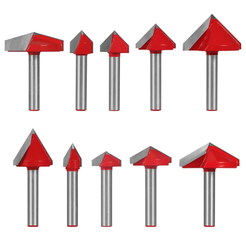 YUSUN-cortador de ranurado 3D Tipo V, broca de enrutador CNC, fresas de carburo sólido, cortador de fresado para carpintería, broca para madera,