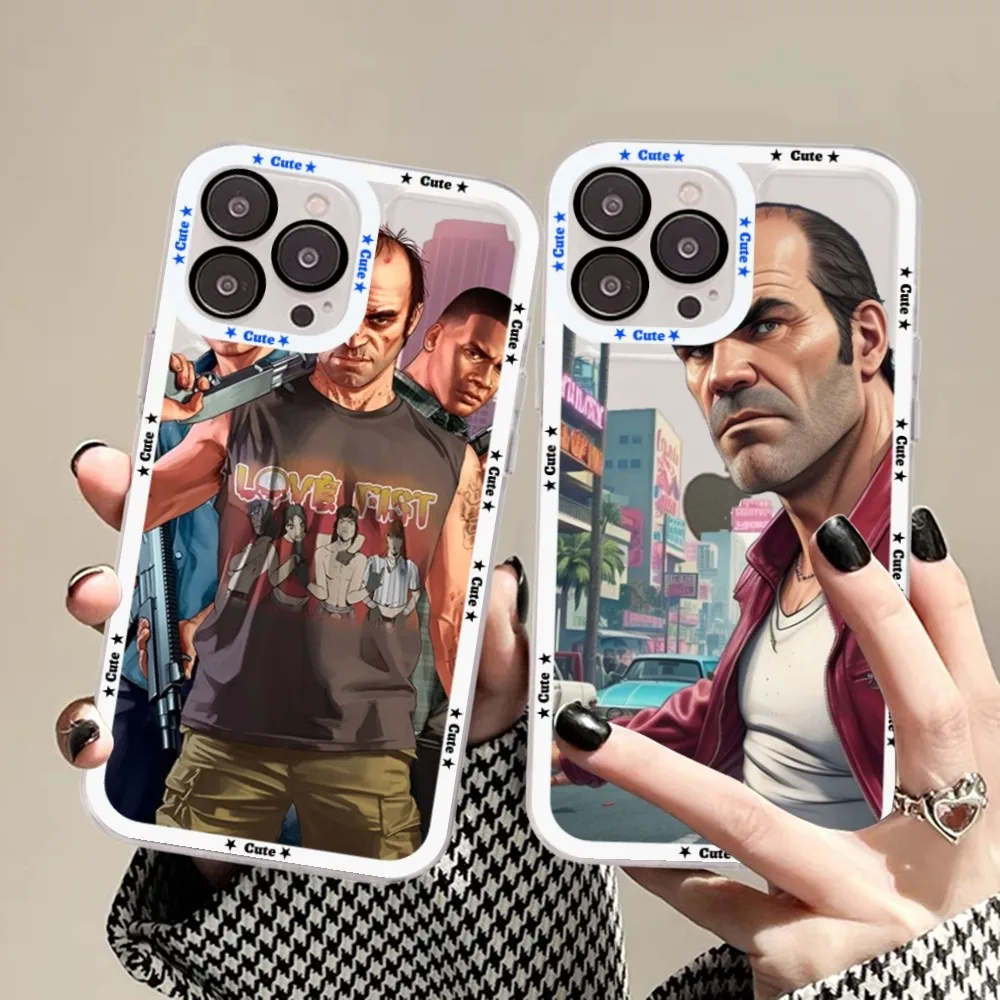 

Video Game Grand Theft Auto Phone Case For IPhone 16 15 14 13 12 11 Pro Max Mini X Xs XR Transparent Case