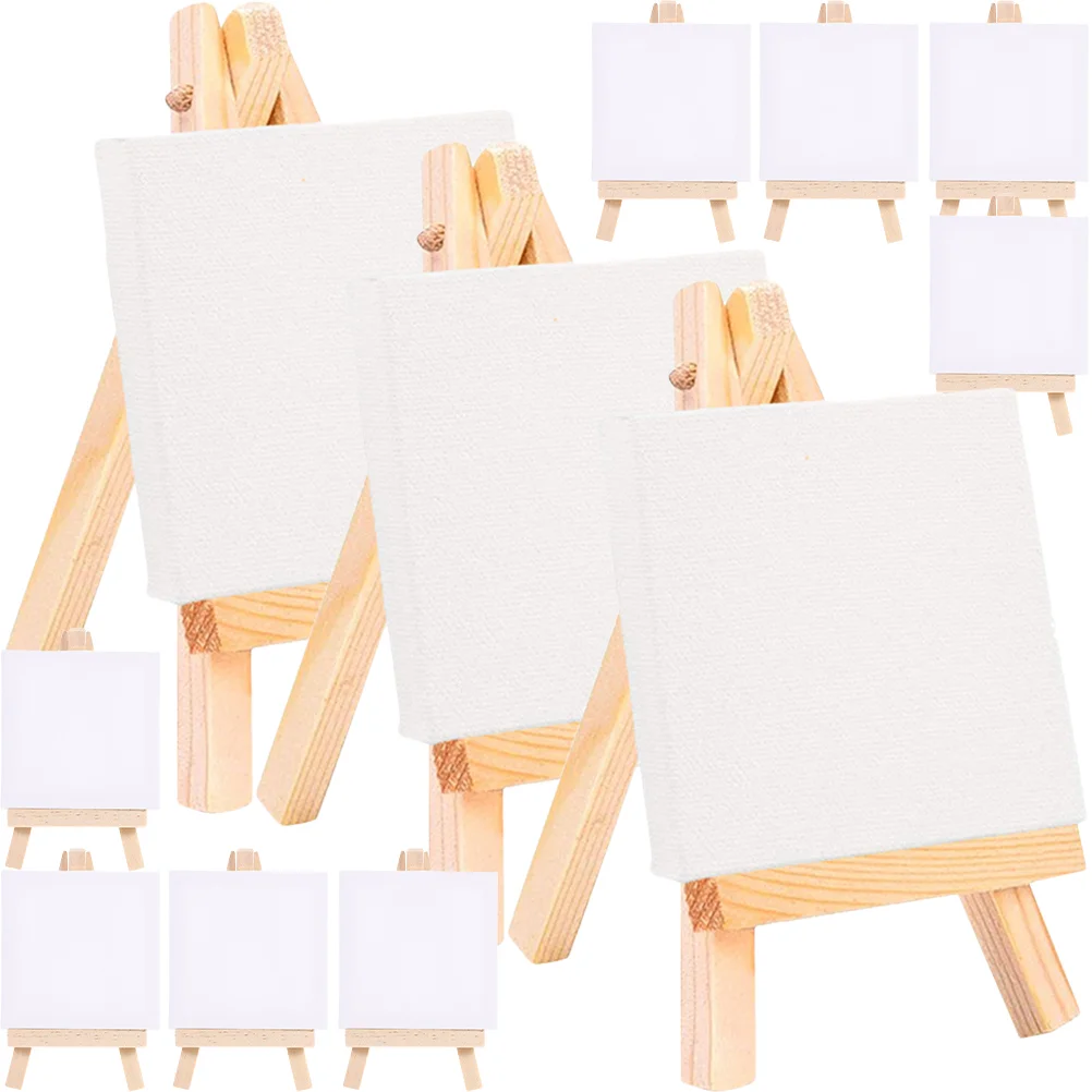 18 Sets Easel for Kids Delicate Painting Canvas Decorative Wooden Mini Multi-function DIY Accessories Child and Supplies