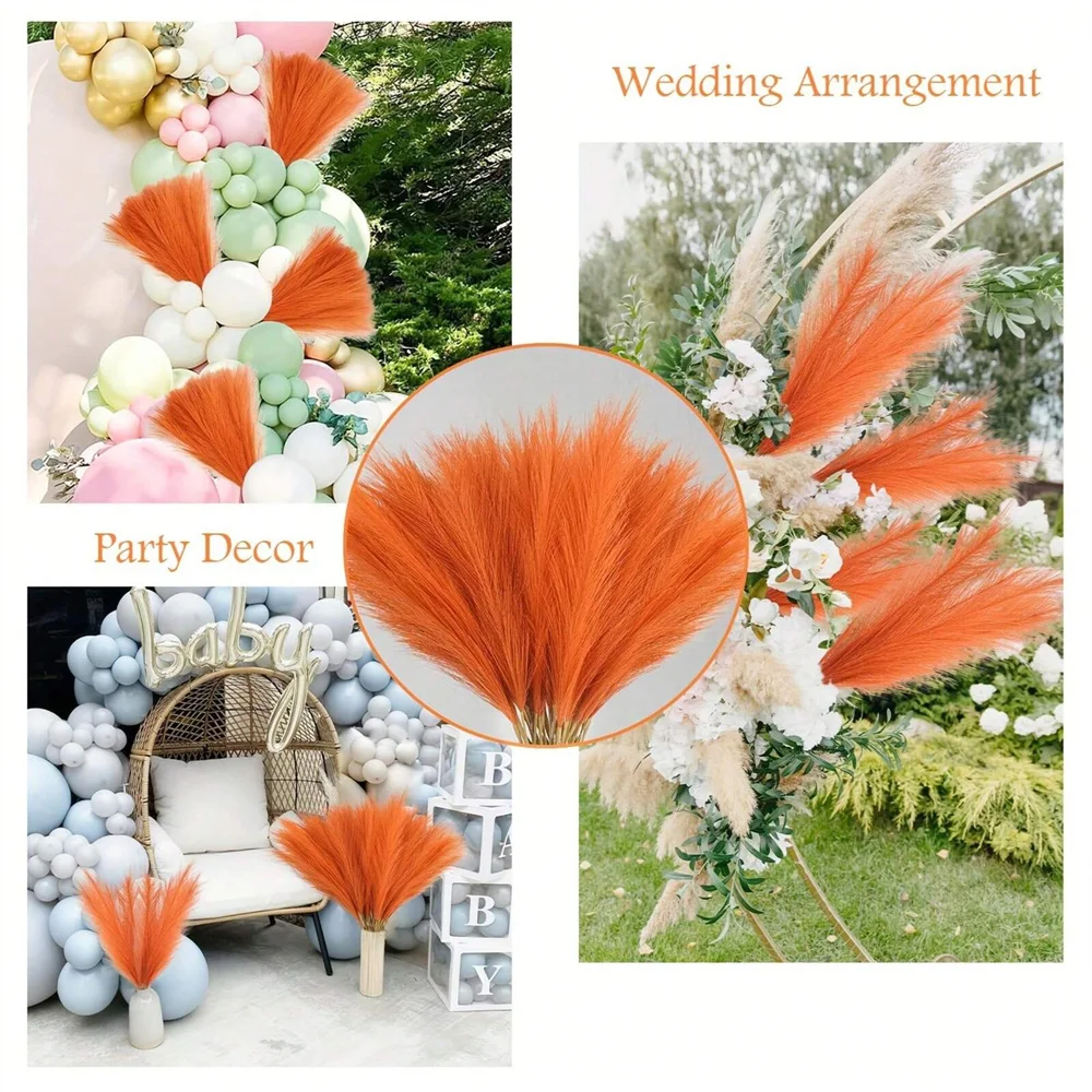 5/10/20pcs Orange Artificial Reeds,21.65in Tall Plush Faux Grass,Large General Pampas Tree Branches,Wedding Party Decoration - Image 3
