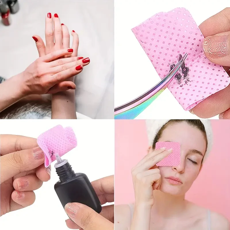 20-200 pezzi salviette per unghie senza pelucchi tamponi per rimozione colla per ciglia tampone di pulizia non tessuto multifunzionale strumenti per la pulizia del trucco di bellezza