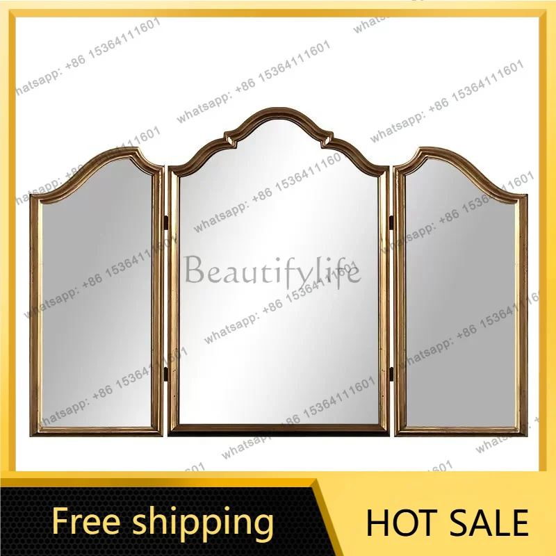 XX. French retro toilet three-sided folding bathroom mirror American makeup mirror