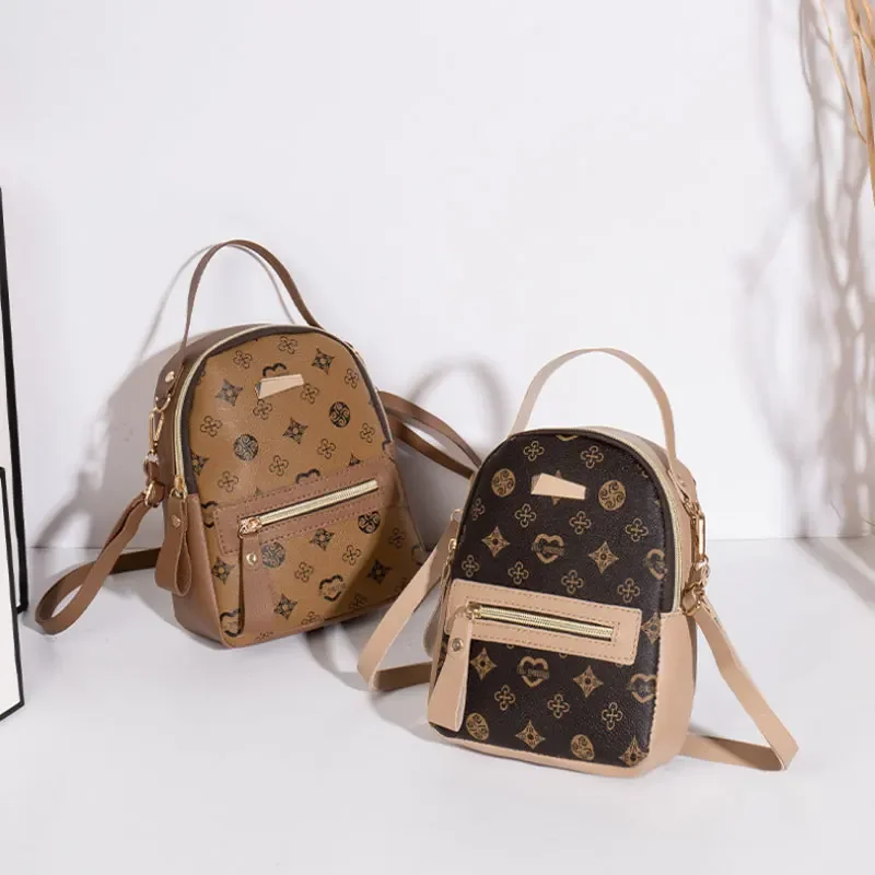 ファッショナブルなバックパックバッグ新鮮な甘い学生スクールバッグ二層大容量カジュアルデイリー携帯電話小銭入れ