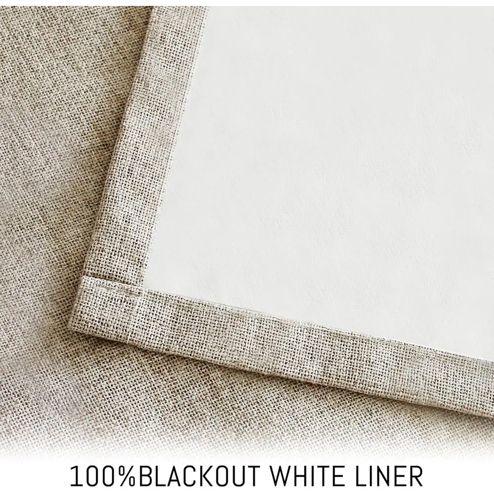 ผ้าม่านลินินกันแสง 100% 96 ผืน พร้อมซับในสีขาวอมเทา แผงฉนวนกันความร้อนแบบมีเท็กซ์เจอร์ สำหรับห้องนั่งเล่นและห้องนอน