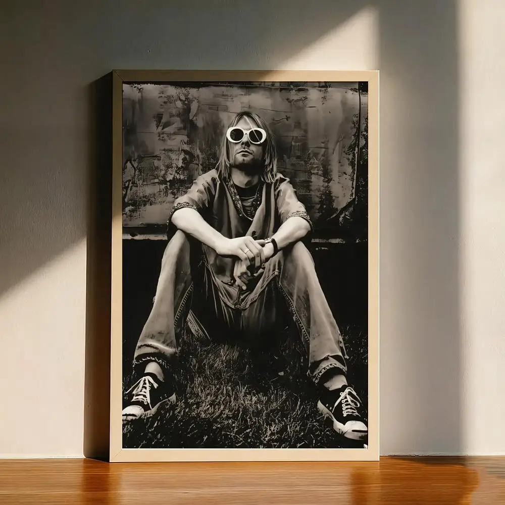 

Black White Retro Singer Kurt Cobain Poster Tracklist Music Album Prints Canvas Wall Art Picture Living Room Home Decor Cover