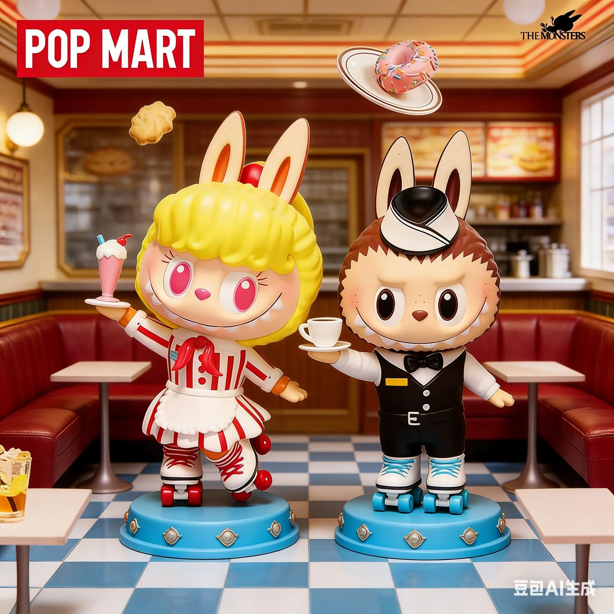 

﻿ POP MART LABUBU MONSTERS Cafeteria Series Blind Box Toy Figurine Home Decor Desktop Mystery Gift Genuine Collectibl