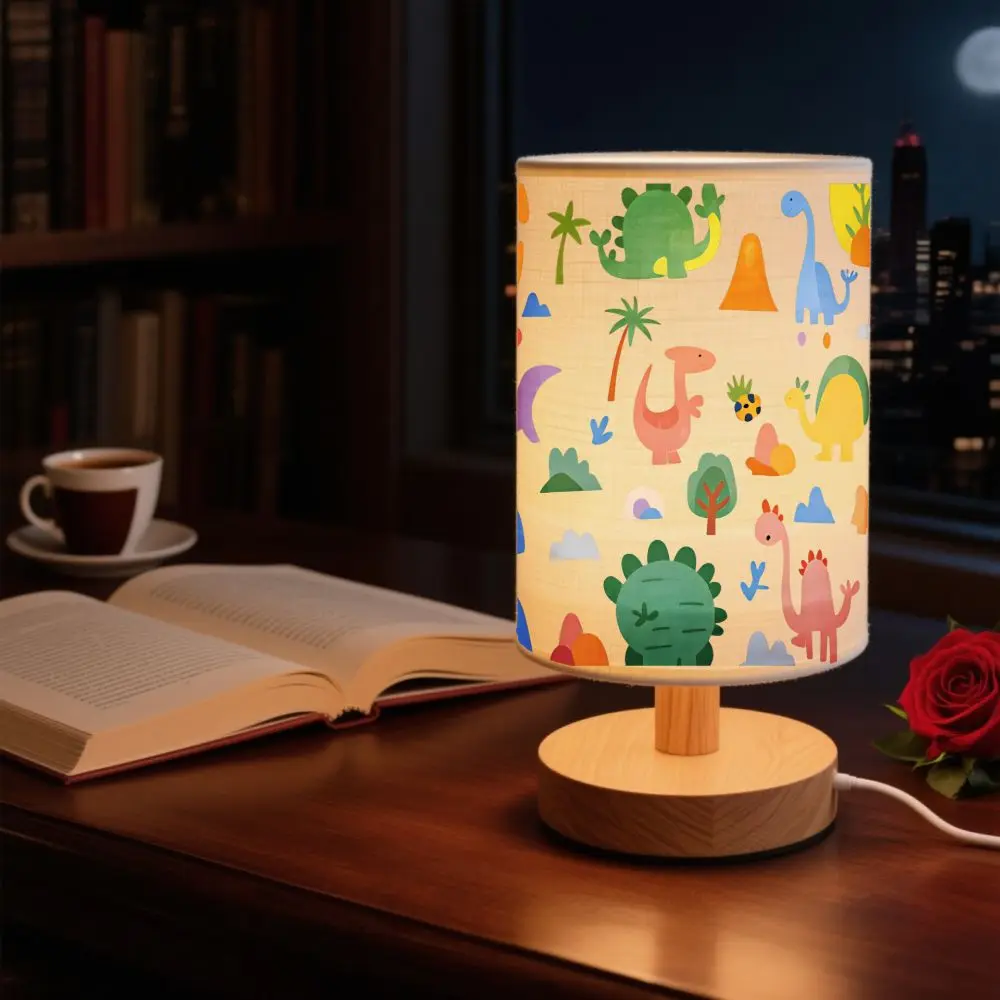 Nursery Light Linen Shade Fabric Table Lamp Fabric Eye Protection Ambient Lamp Tricolor Light Dimmable Night Light Nursery