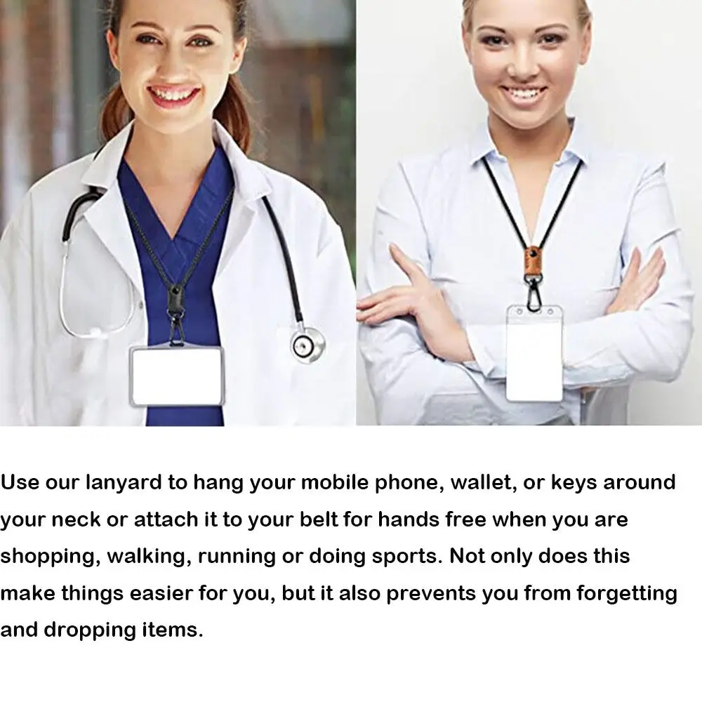 

1pc Necklace Hanging Rope Lanyard With Metal Clasp Badge Lanyard ID Card Holder Leather Braided Neck Strap