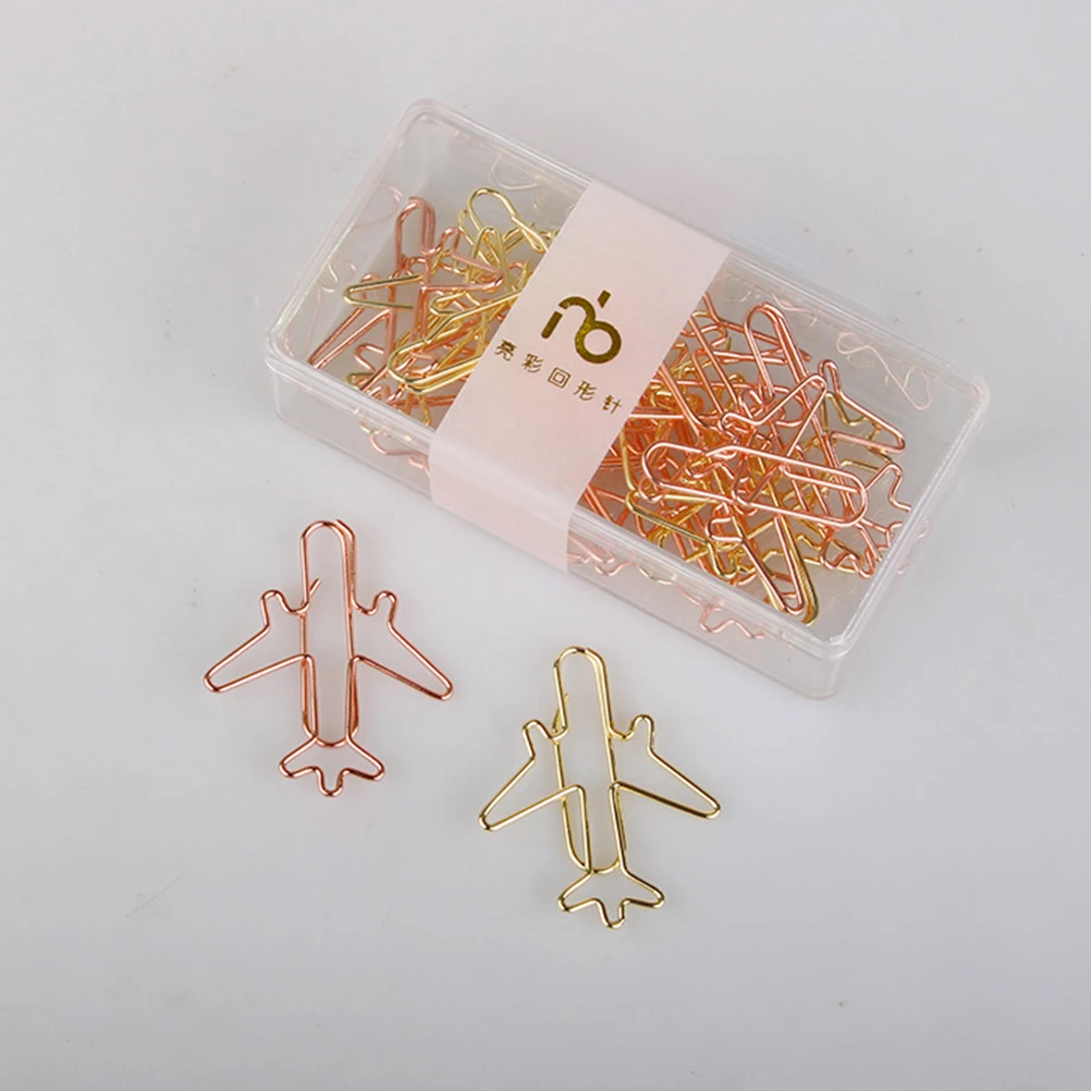 

24 Pcs Bookmark Creative Airplane Shaped Paper Clips Iron Wire Plating Elegant Note Clips for Business Cards Envelopes