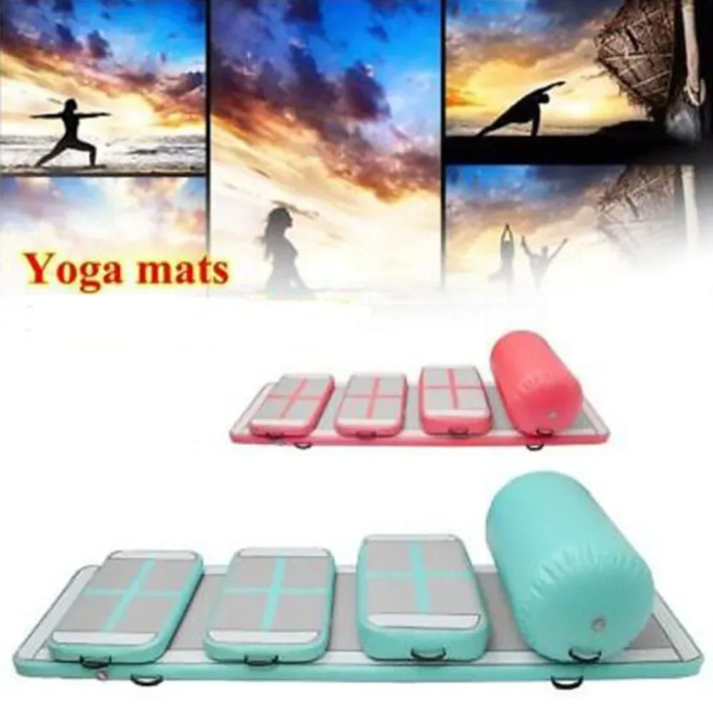 6pcs/set Inflatable Yoga Mat 3M Gymnastics Wear-resistant Inflatable Bouncer Air Track Gym Mat Tumbling Floor Training Mat Pump