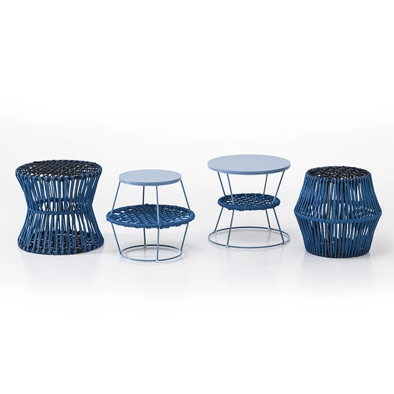 

Outdoor rattan coffee table outdoor woven seat circular balcony garden modern art low table small apartment furniture