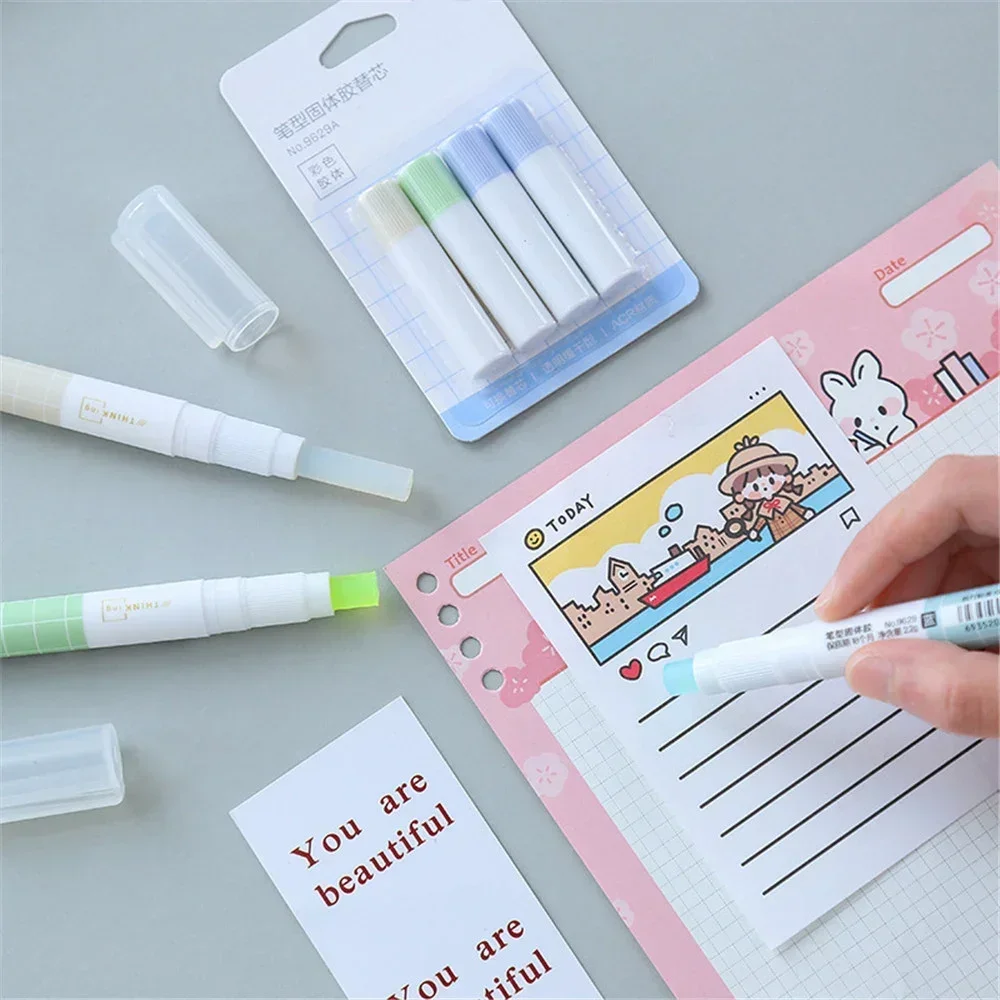 New Jelly Color Fast Dry Cute Glue Stick Pen Shape Solid Glue Stick DIY Scrapbooking Diary Notebook Envelope Sealing Stickers