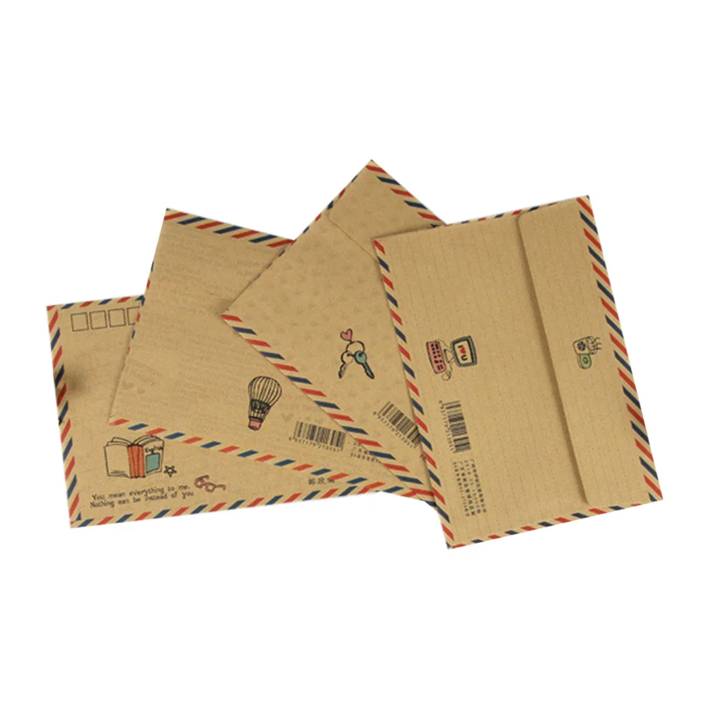 Imagem -06 - Kraft Vintage Envelopes Clássicos Correio Aéreo b6 Mini Envelopes Postar Foto Carta Presentes Armazenamento Escritório Material Escolar Aleatório Pcs