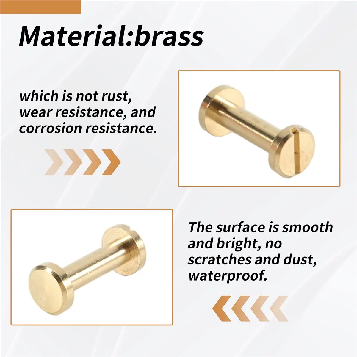DT38 30Pack Brass Chicago Screws, 15x8mm Flat Head Back Binding Post Nail Stud Rivets Fastener for DIY