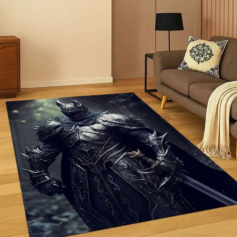 Cartoon Knight Templar Cavalier Crusaders Carpet Rug for Bedroom Living Room Sofa Playroom Doormat Home Decor,Area Rug Non-slip