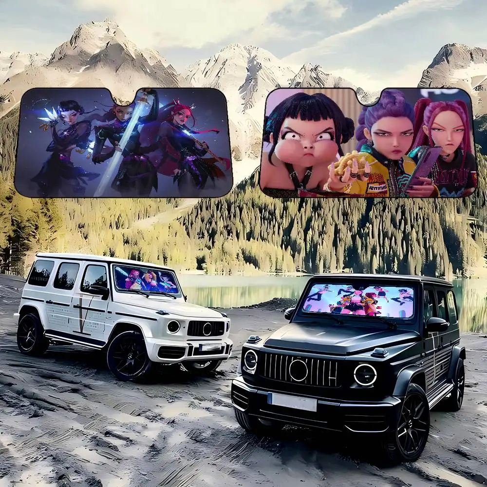 

KPop Demon Hunters Автомобильный солнцезащитный козырек на окно автомобиля Солнцезащитный козырек Солнцезащитный крем Переднее лобовое стекло Капот Внутренняя передняя перегородка Двойное кольцо Солнцезащитный козырек