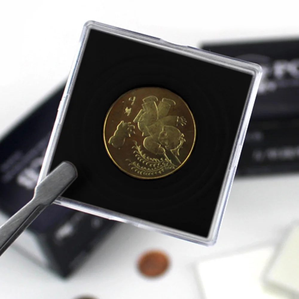 Estuche de madera para cápsulas de monedas, caja de almacenamiento de monedas, s