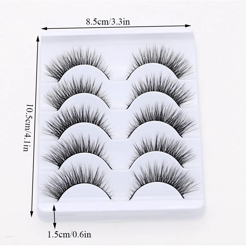 5 pares natural cílios postiços 3d vison cílios falso extensão cílios reutilizáveis maquiagem ferramenta cílios alongar vison lashes2022