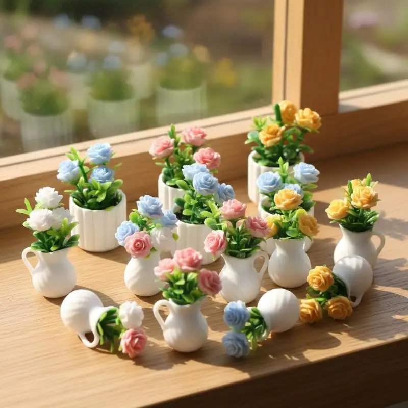 

Hot 1Pcs Dollhouse Mini Simulation Green Plants Potted Plants Micro Landscape Horticultural Decoration Doll House Accessories