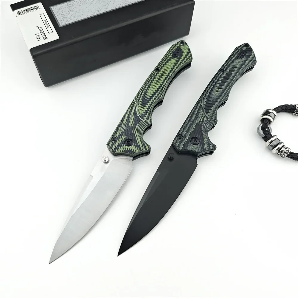 BM 615BK-1401 Tactical Mini-Rukus Black Coated Folding Sharp Knife D2 Blade G10 Handles Outdoor Camping Hunting Pocket Knives