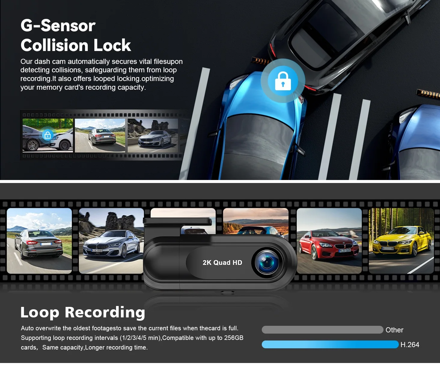 2K front camera 2560 * 1440P car recorder WIFI GPS car DVR camera car recorder black box 24-hour monitoring night vision
