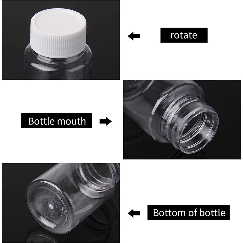 Botellas de plástico para pastillas con tapas de sellado, Ideal para cápsulas, cosméticos y contenedores de almacenamiento de cocina, dispensador de medicamentos vacío, 5 piezas