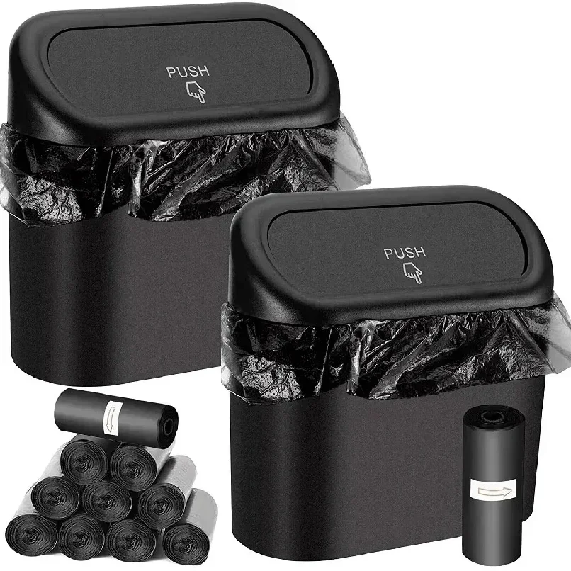 

1Pcs Car Trash Can (with Lid) Contains 60Garbage Bags, Small Car Trash Can, Leak-proof Mini Car Accessories