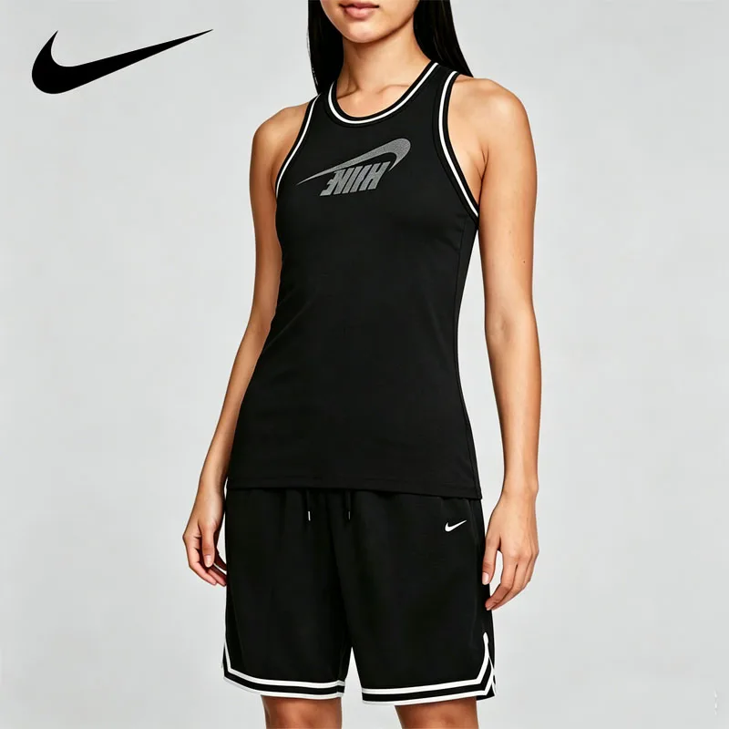 Nike 2PCS Traje deportivo para mujer sin mangas, camiseta deportiva de punto transpirable y pantalones cortos deportivos DRI-FIT FZ1143-010+DH7161-010