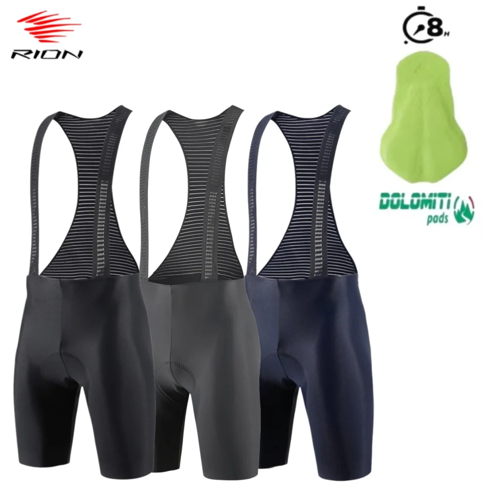 

RION Men Cycling Bib Shorts Road Bike MTB Bibs High Density Dolomiti Pad 8 Hours Bicycle Tights Seamless Clothes Riding Clothing