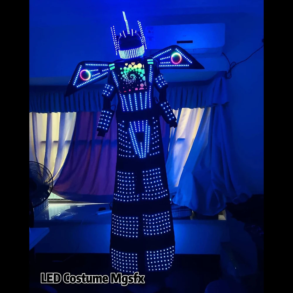 LED Screen Robot Costume Light up Dress Luminous LED Light Clothing Stilts Walker Dance Suit for Nightclub Stage Performance