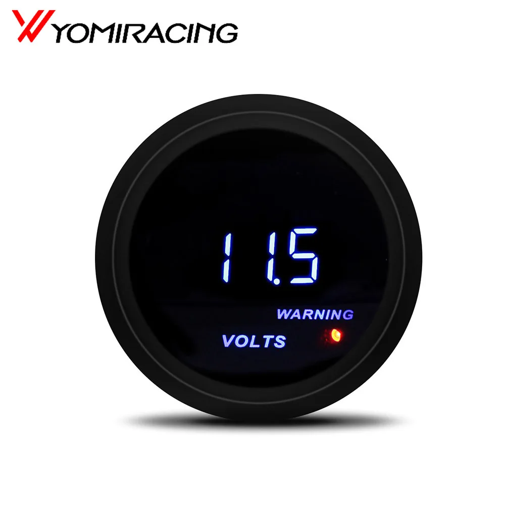 

2"52mm Car Auto Voltmeter Volts Gauge 8-18V Voltage Universal Digital Blue Led Car Volt Meter Black Face Red Warning