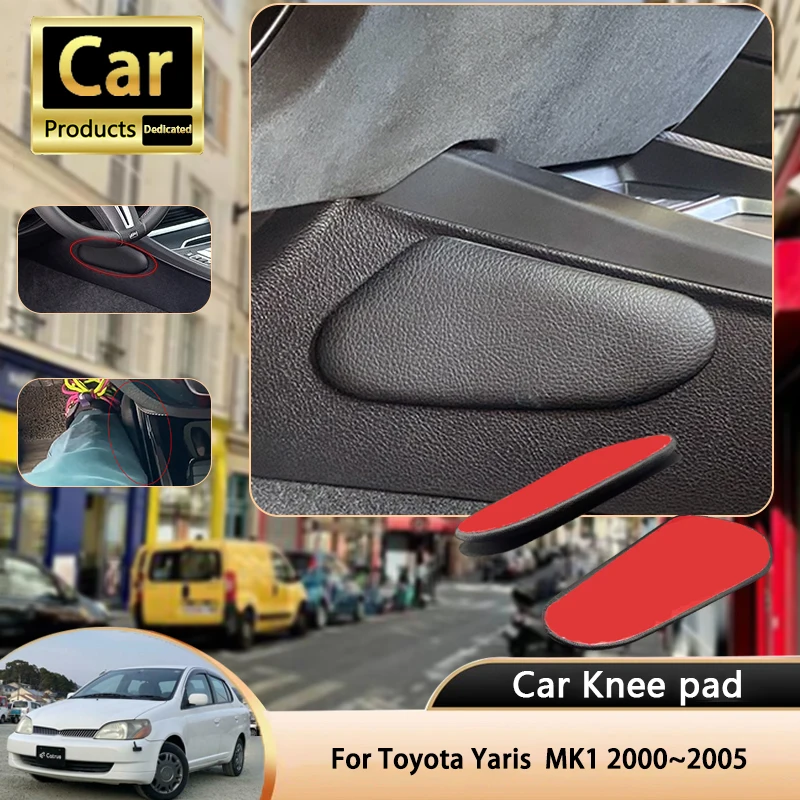 For Toyota Yaris Platz Echo MK1 1th 2000~2005 2001 Car Leg Knee Pad PU Lether Center Control Rest Cushions Thigh Support Cushion