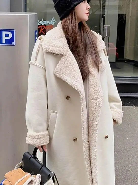 

plus Size Winter Coat over Knee Mid-Length Woolen Fur Inteated Cotton Jaet Women's Korean Sle Coat Warmth Guaranteed