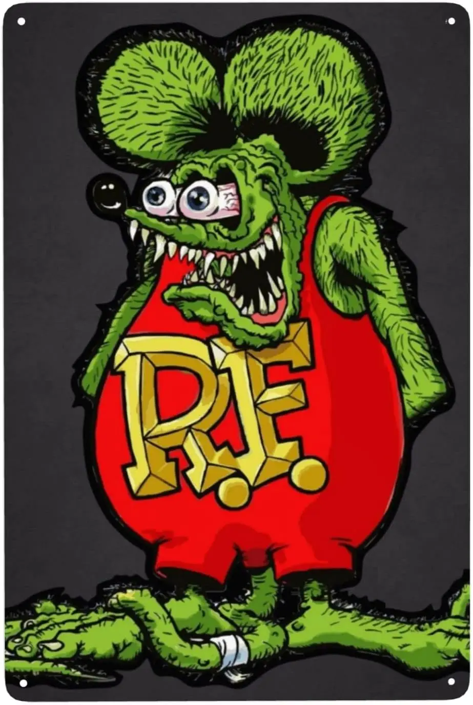 Rat Fink Monster, Ed Roth, Big Daddy, Daddy Roth, letreros de metal para garaje