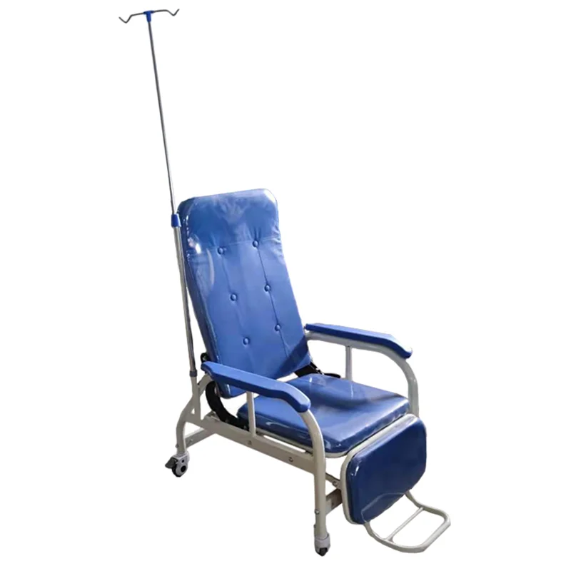 Hospital Adjusted Transfusion Chair Clinic Infusion Chair With IV Pole With Basket