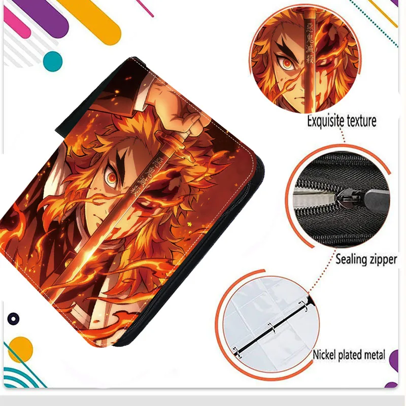 400/900pcs Demon Slayer Card Binder Book Folder 4/9 Card Slots Cards Holder Double Pocket Zipper Game Card Album Collector