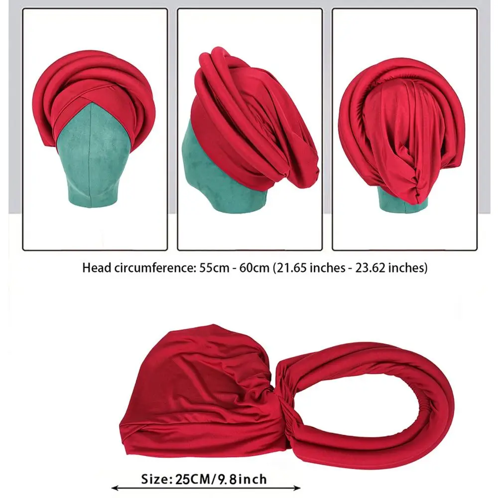 Mode Ruwe Zijde Afrikaanse Vrouwen Tulband Wrap Elastische Hoofddeksels Hoofd Wraps Ademend Twisted Braid Tulband Cap Nigeriaanse Bruiloft